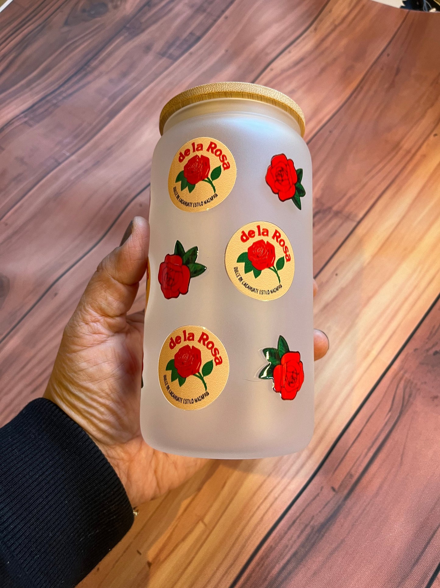 Mazapan, mazapán glass, mexican can, de la Rosa, roses, rose glass, mexican loteria, el corazon, la sirena, beer glass, beer can glass,