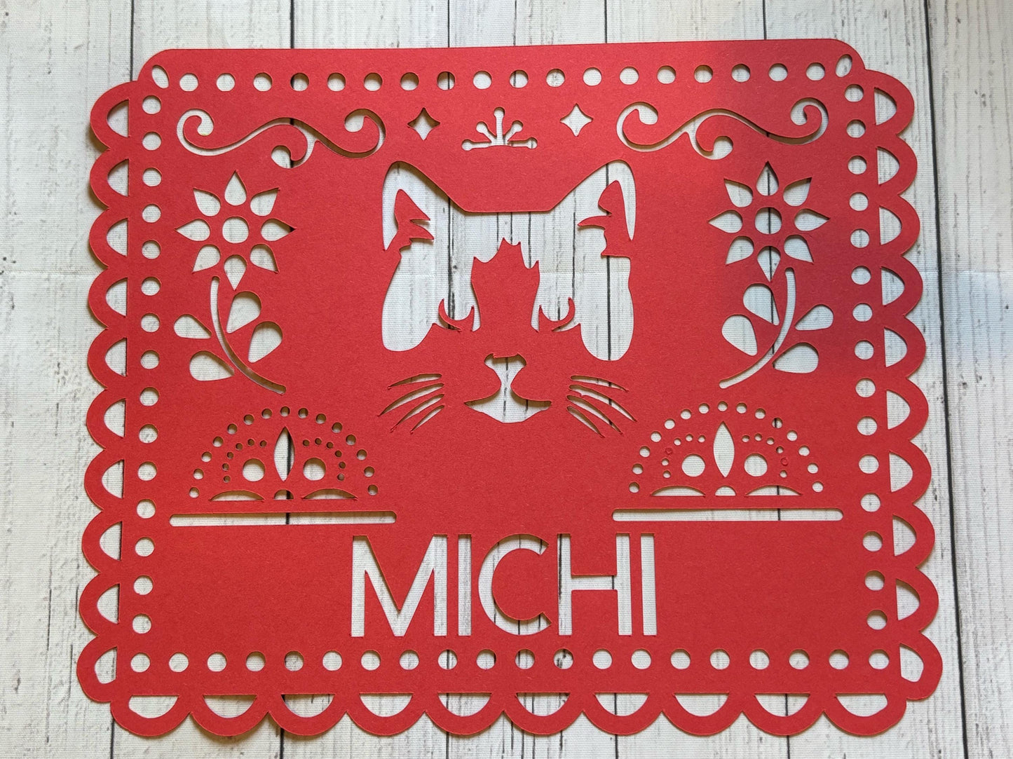 Personalised chihuaha papel picado, ofrenda, personalised mexican paper, personalised dia de muertos, personalised day of the dead, dog