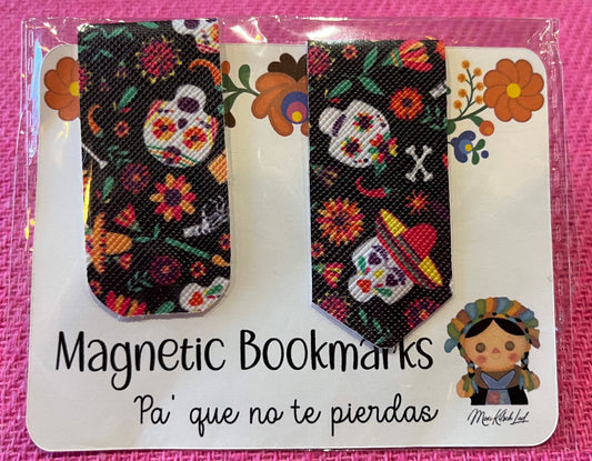 Bookmarks, magnetic bookmarks, magnetic page saver, mexican bookmark, book lovers, lotería, sugar skull, calaverita, concha, kitsch bookmark